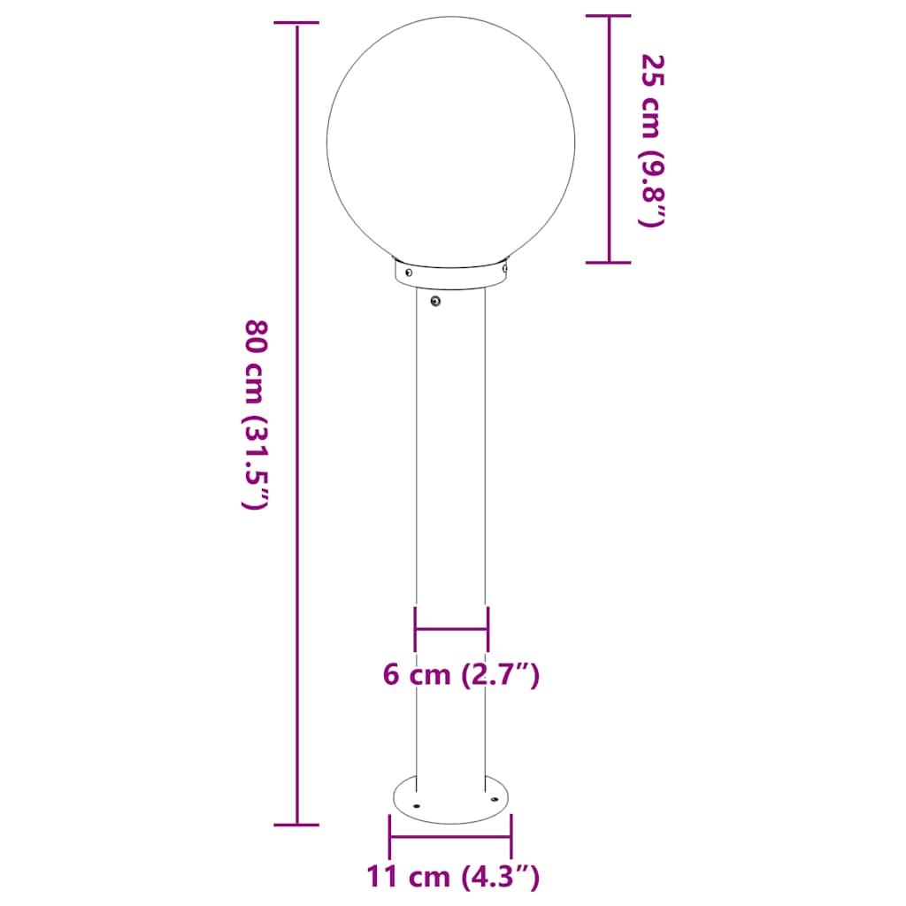 Pollerleuchte 80 cm Edelstahl IP44