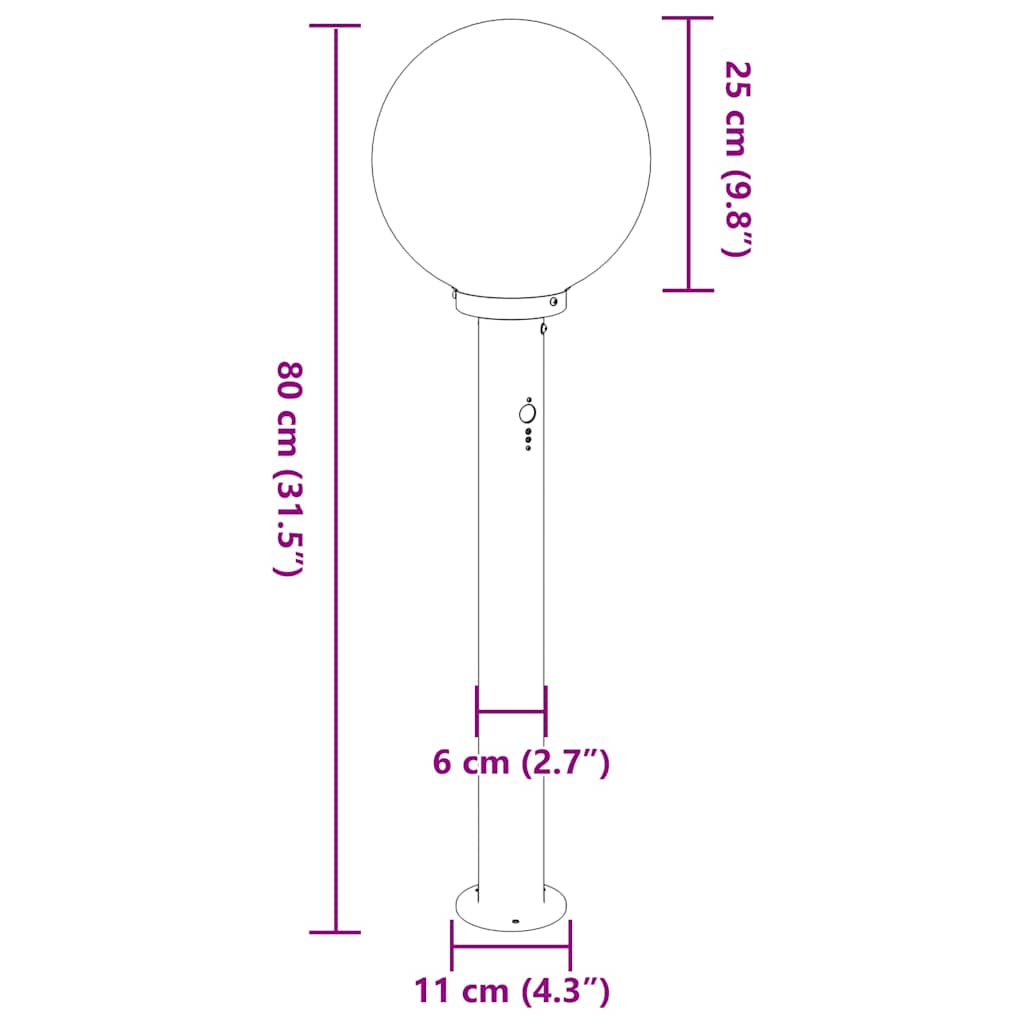 Pollerleuchte mit Sensor 80 cm Edelstahl IP44