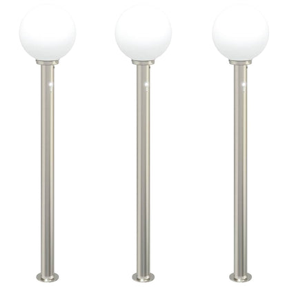 Pollerleuchten mit Sensor 3 Stk. 120 cm Edelstahl IP44