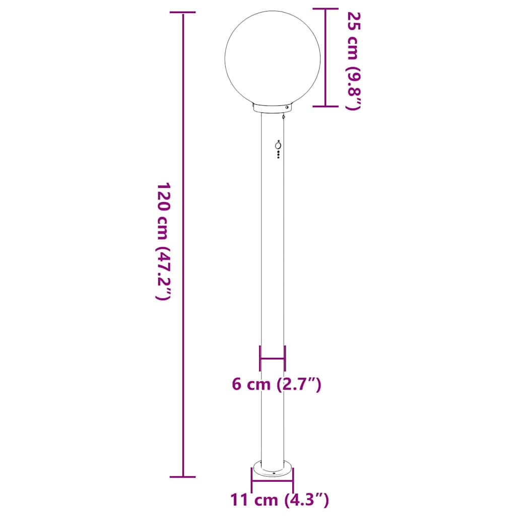 Pollerleuchten mit Sensor 3 Stk. 120 cm Edelstahl IP44