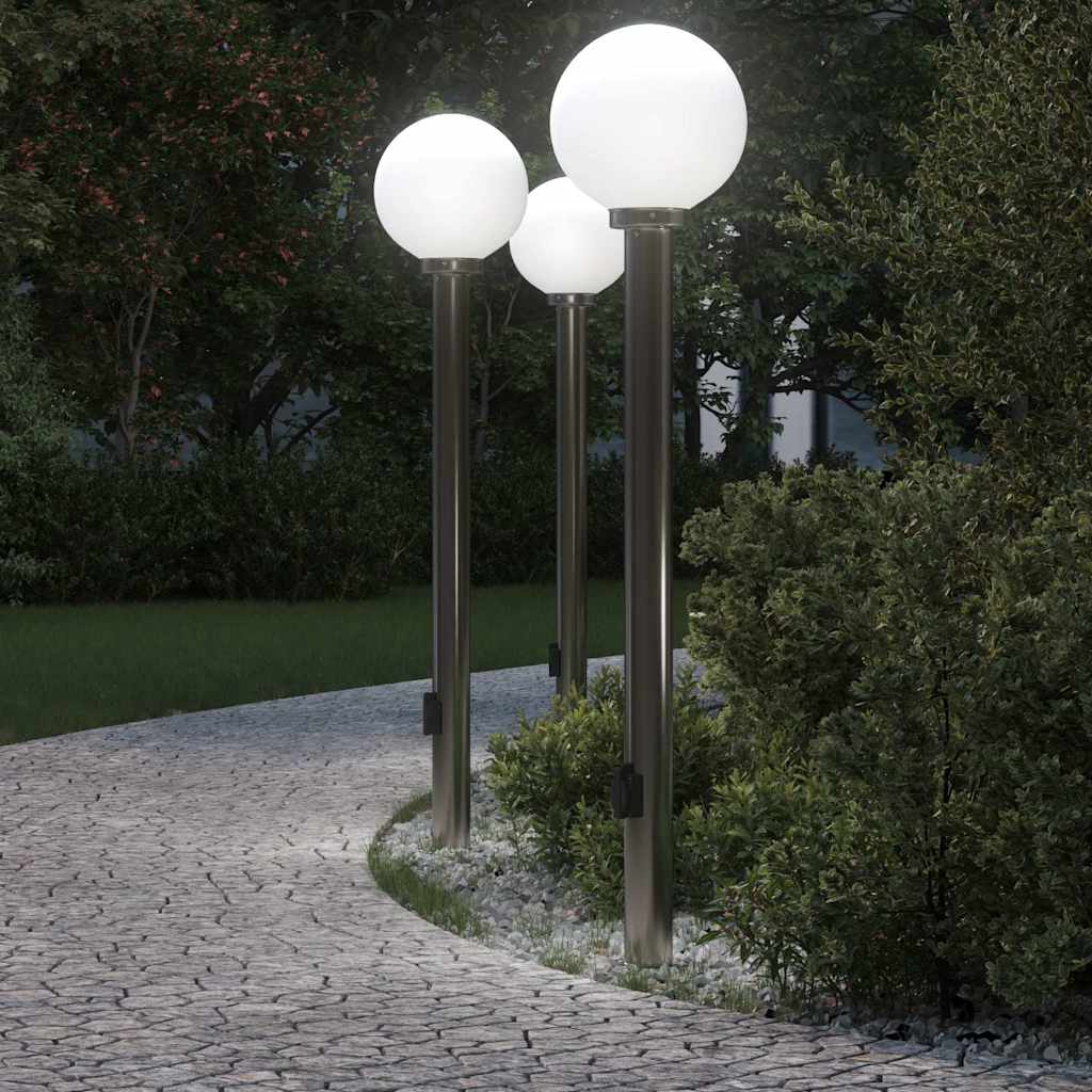 Pollerleuchten mit Auslass 3 Stk. 120 cm Edelstahl IP44