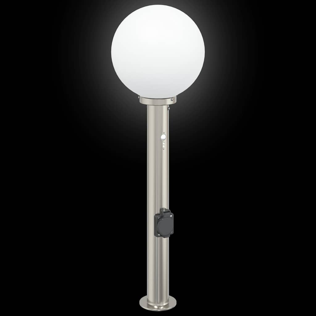 Pollerleuchte mit Sensor&Steckdose 80 cm Edelstahl IP44
