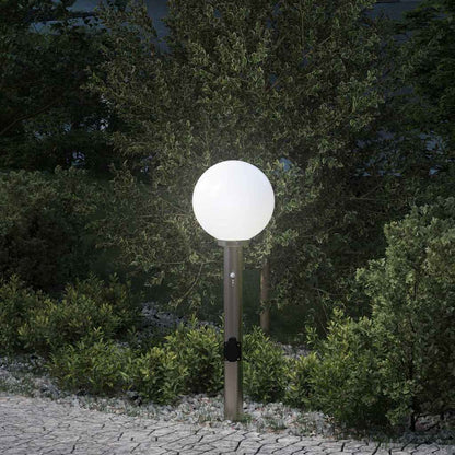 Pollerleuchte mit Sensor&Steckdose 80 cm Edelstahl IP44
