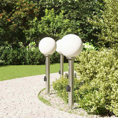 Pollerleuchten mit Sensor&Steckdose 3 Stk. 80 cm Edelstahl IP44