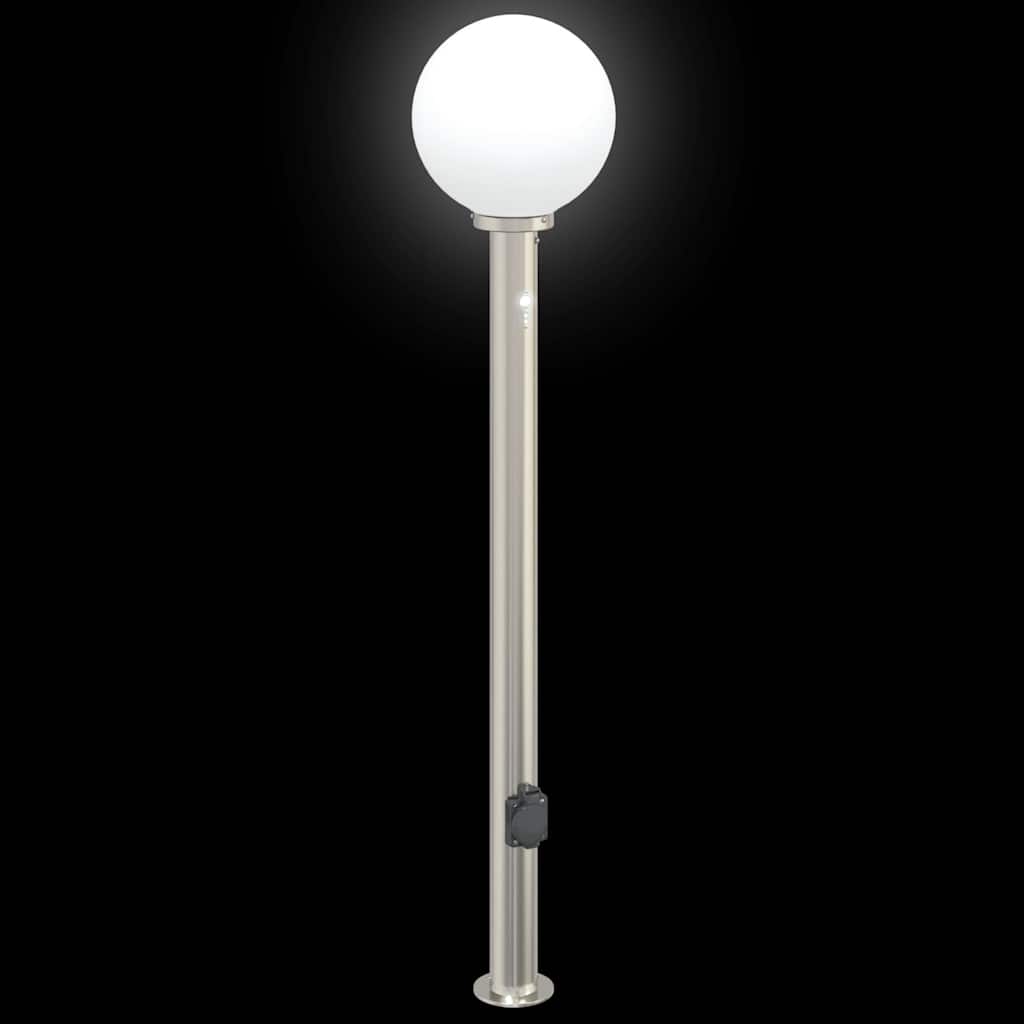 Pollerleuchte mit Sensor und Steckdose 120 cm Edelstahl IP44