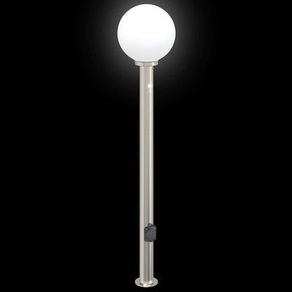 Pollerleuchte mit Sensor und Steckdose 120 cm Edelstahl IP44