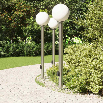 Pollerleuchten mit Sensor&Steckdose 3 Stk. 120 cm Edelstahl IP44