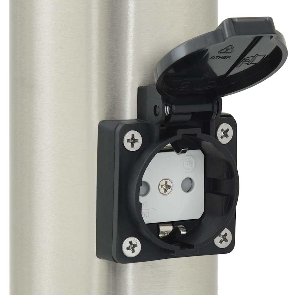 Pollerleuchten mit Sensor&Steckdose 3 Stk. 120 cm Edelstahl IP44
