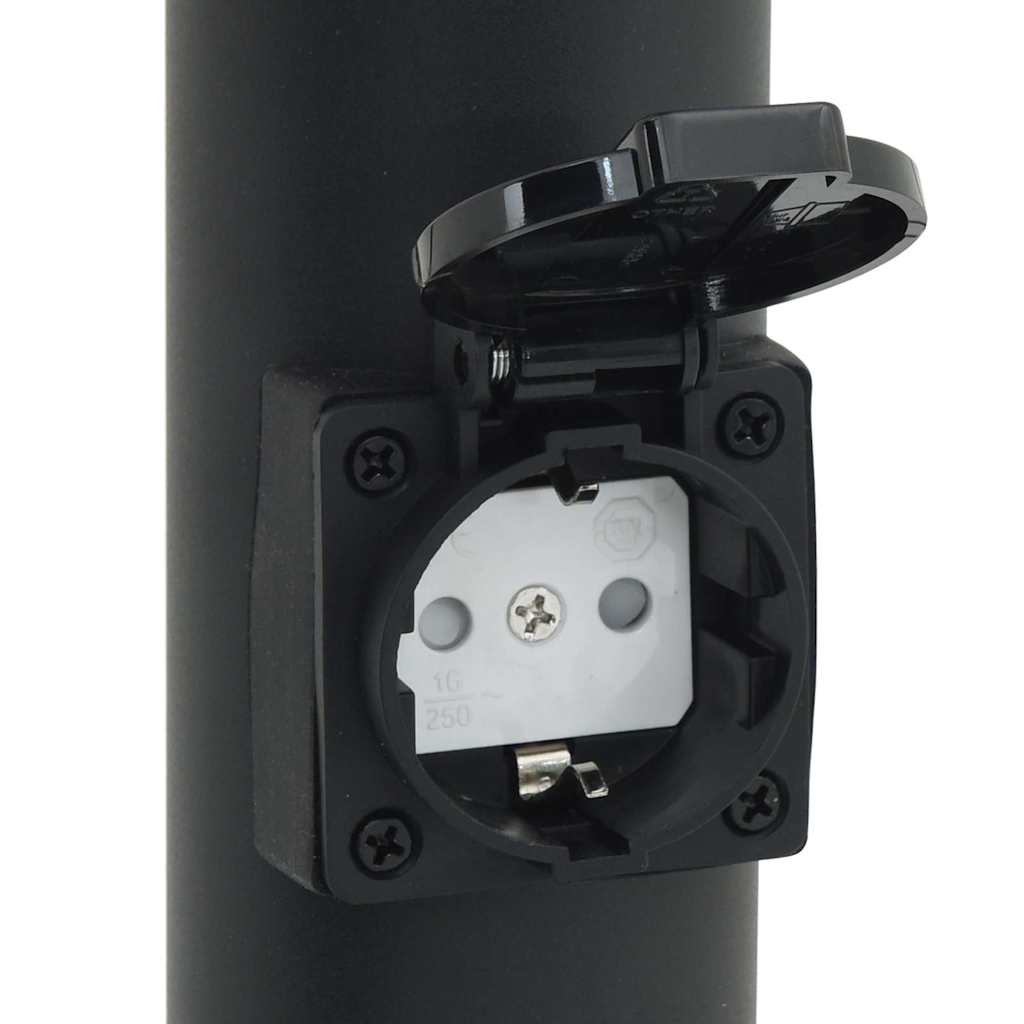 Pollerleuchten mit Sensor&Steckdose 3 Stk. 80 cm Schwarz IP44