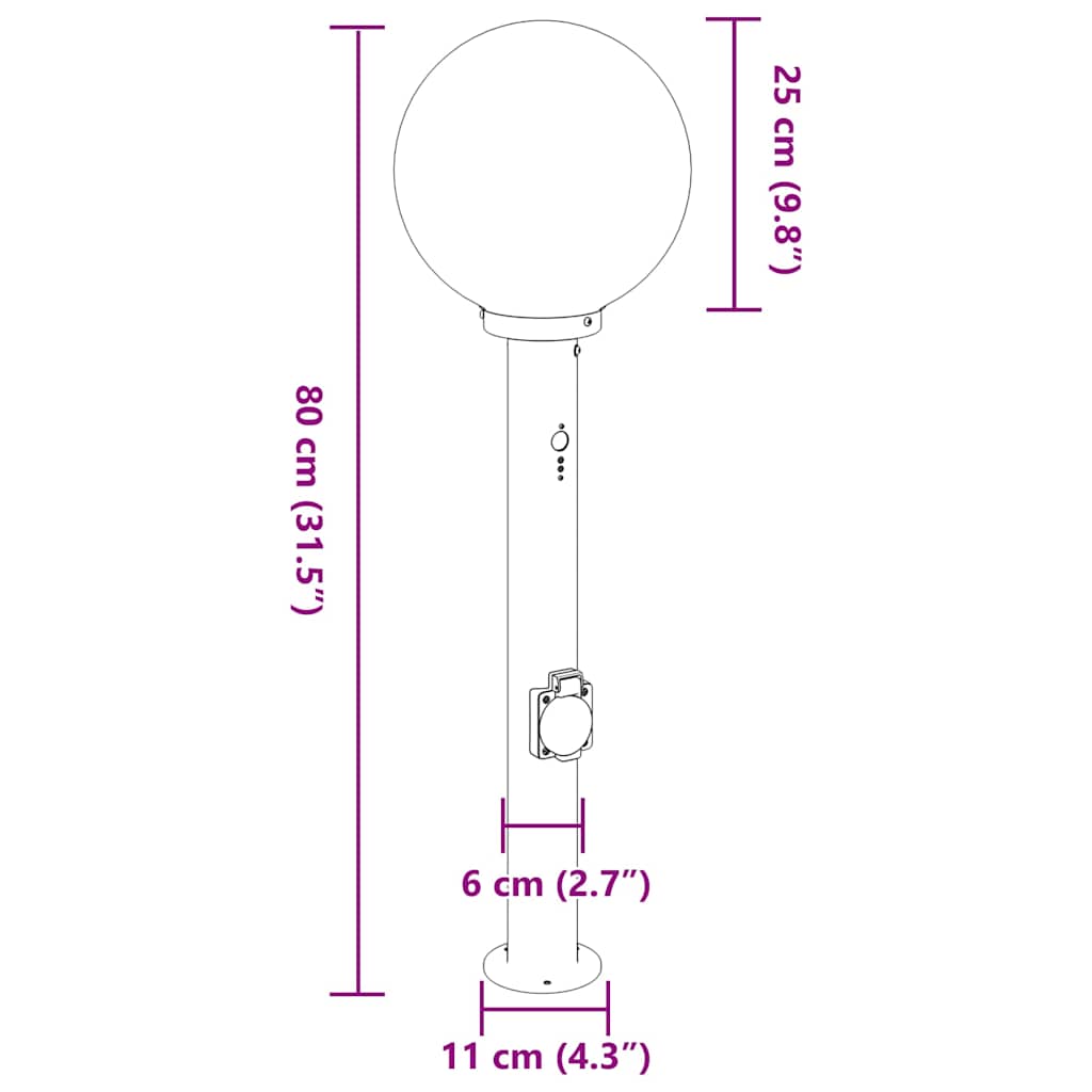 Pollerleuchten mit Sensor&Steckdose 3 Stk. 80 cm Schwarz IP44