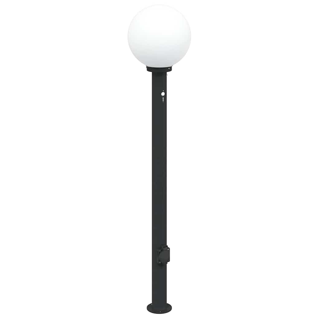 Pollerleuchten mit Sensor und Steckdose 3 Stk. 120 cm Schwarz IP44