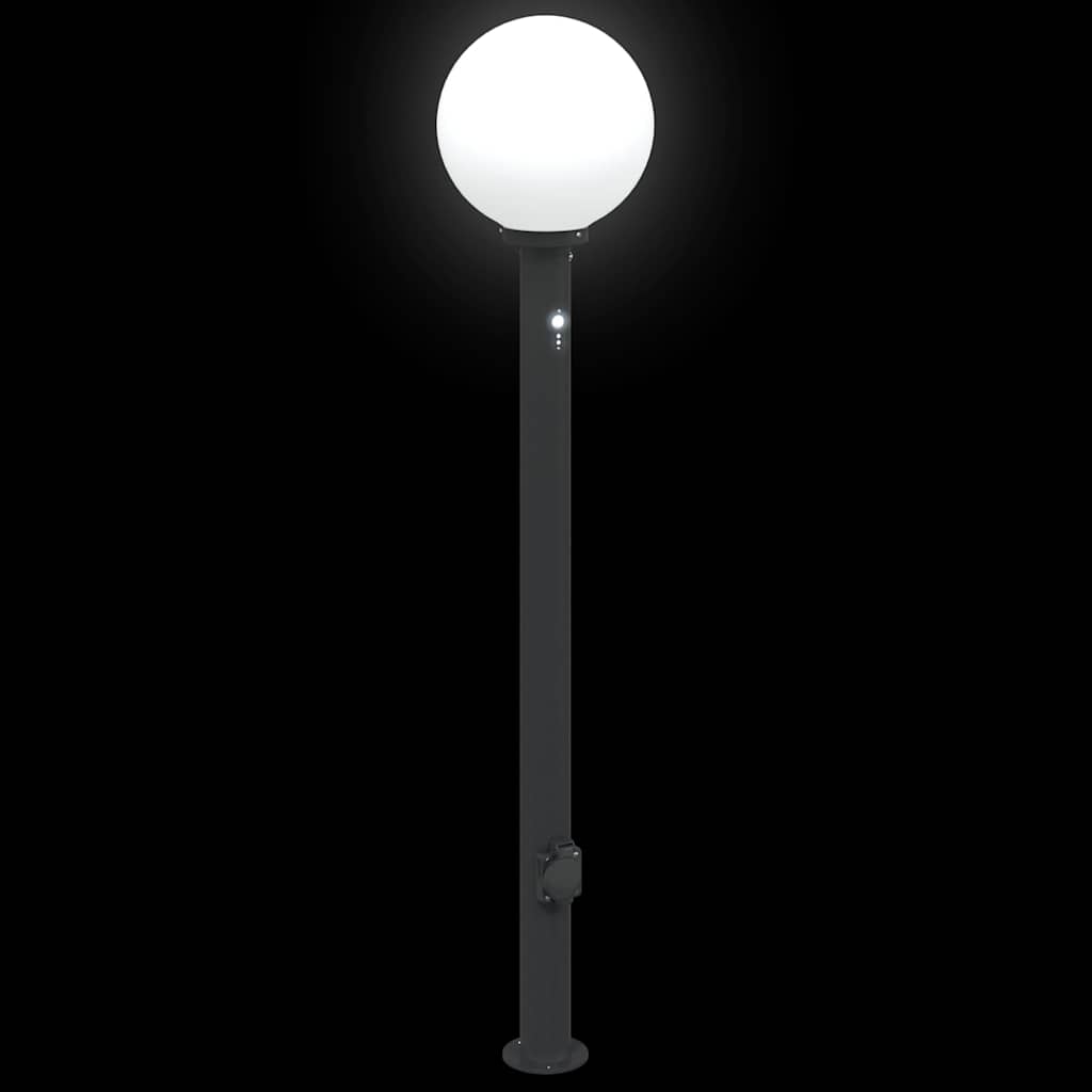 Pollerleuchten mit Sensor und Steckdose 3 Stk. 120 cm Schwarz IP44