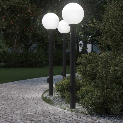 Pollerleuchten mit Sensor und Steckdose 3 Stk. 120 cm Schwarz IP44