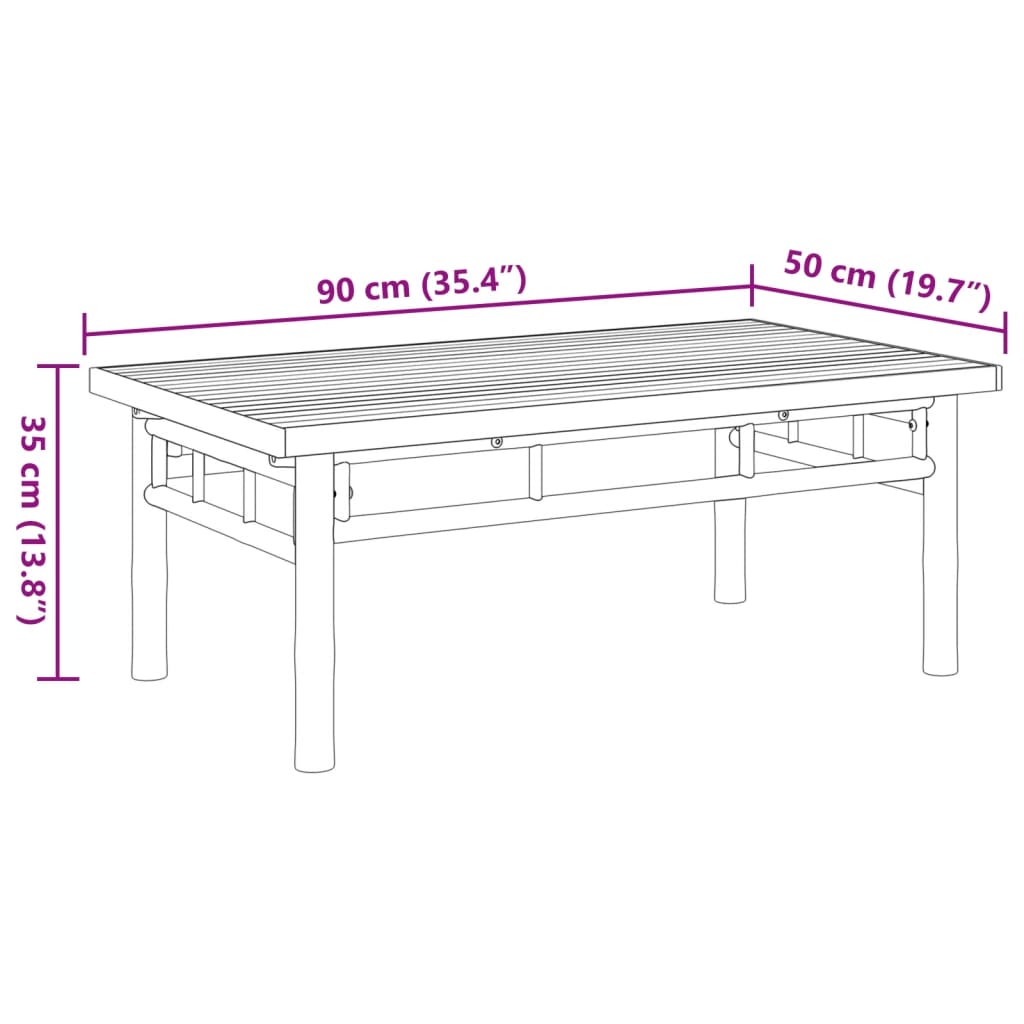 Couchtisch 90x50x35 cm Bambus