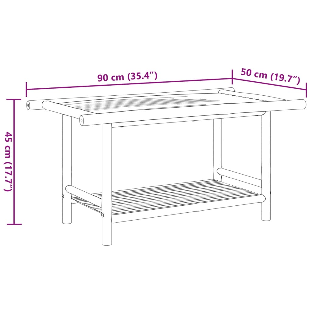 Table basse 90x50x45 cm bambou