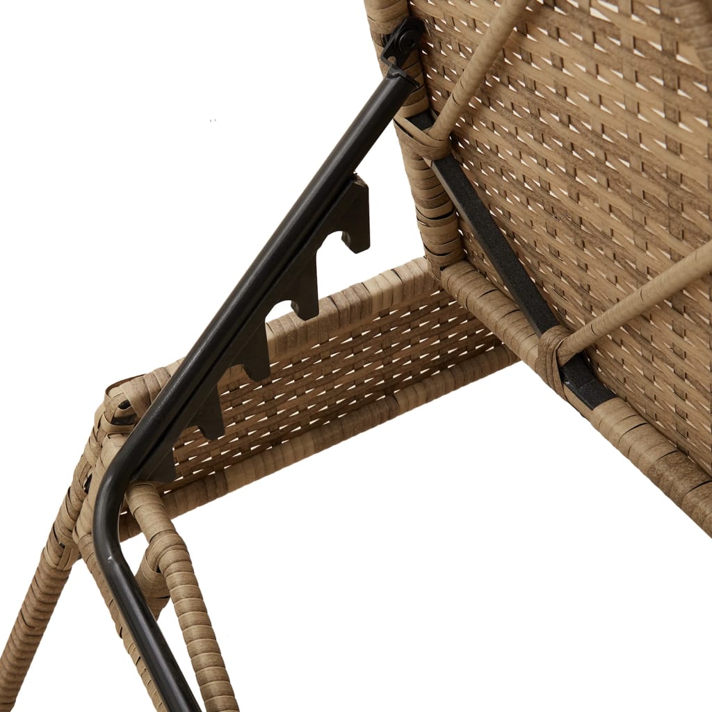 Chaises longues avec coussins, lot de 2, en résine tressée beige
