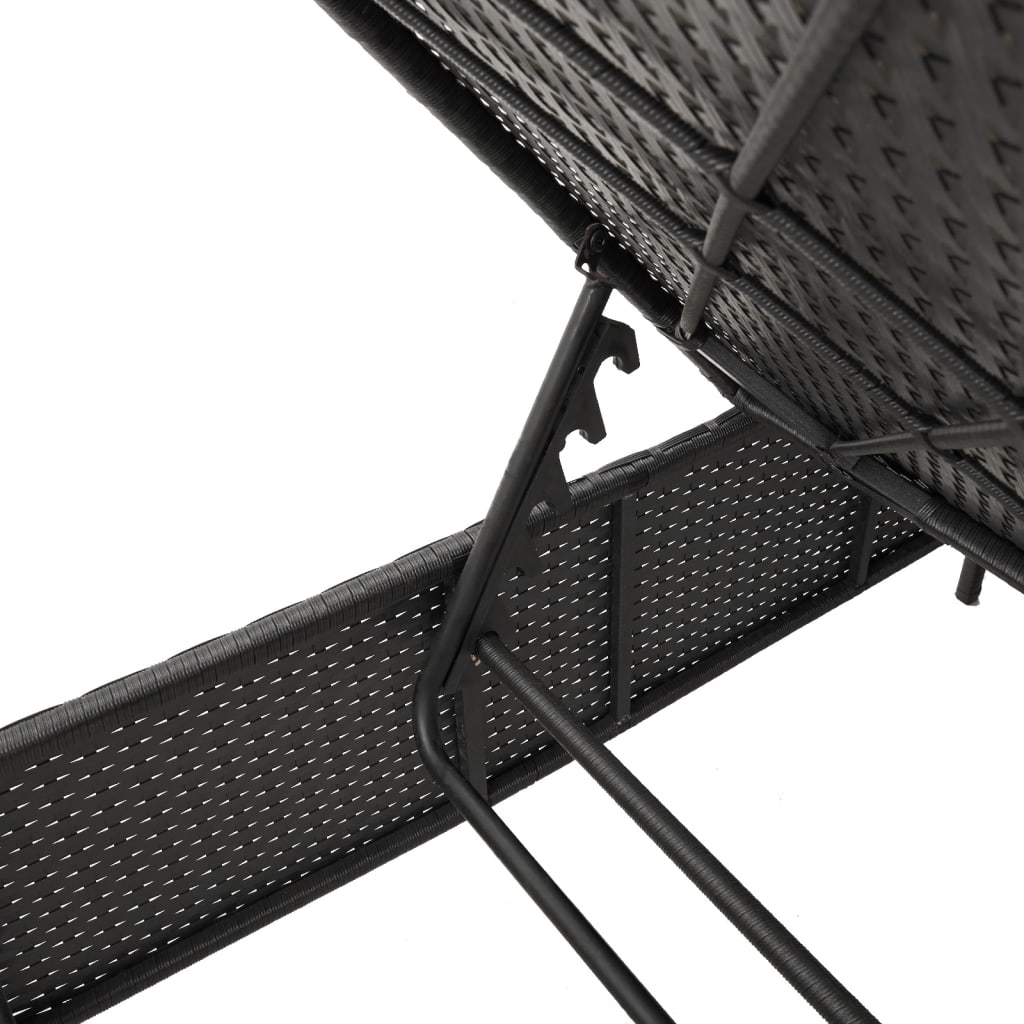 Sun loungers with cushions 2 pcs. Black poly rattan