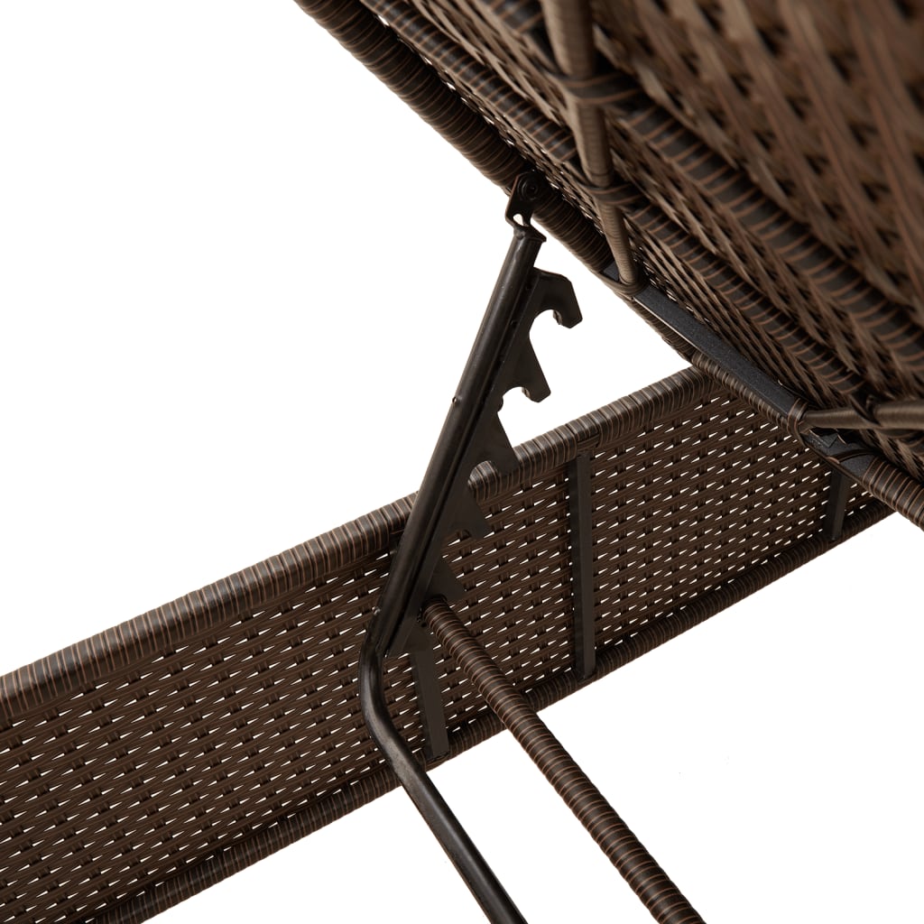 Chaises longues avec coussins, lot de 2, en résine tressée marron