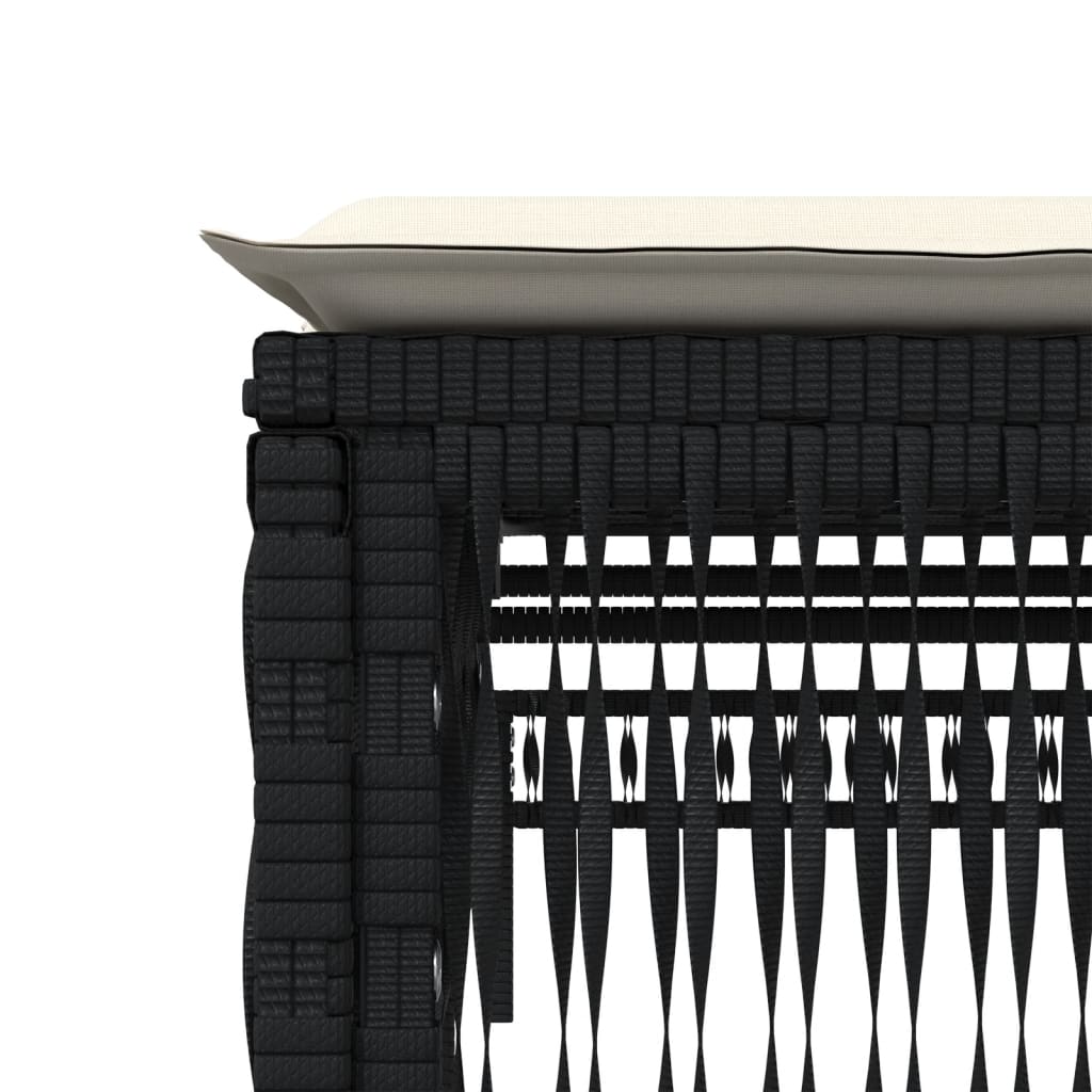 Sun loungers with cushions 2 pcs. Black poly rattan