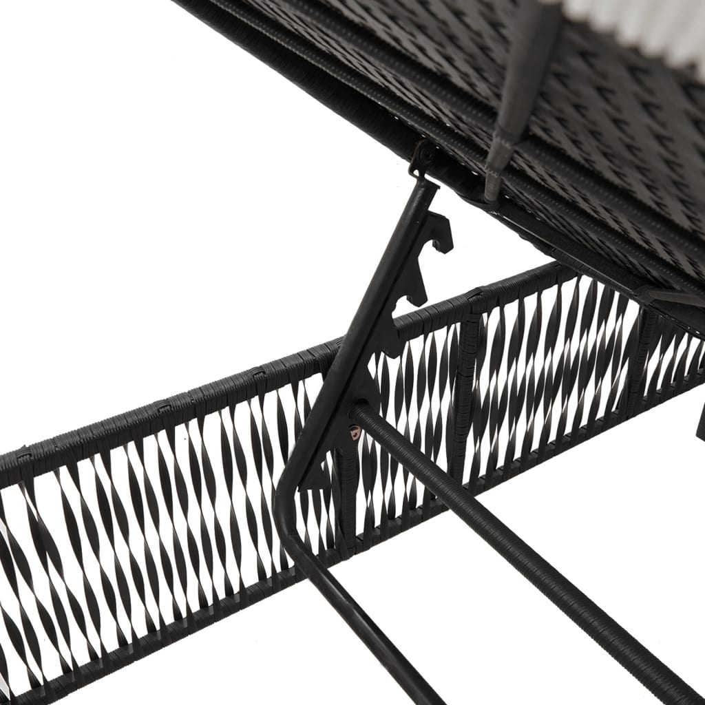 Sun loungers with cushions 2 pcs. Black poly rattan