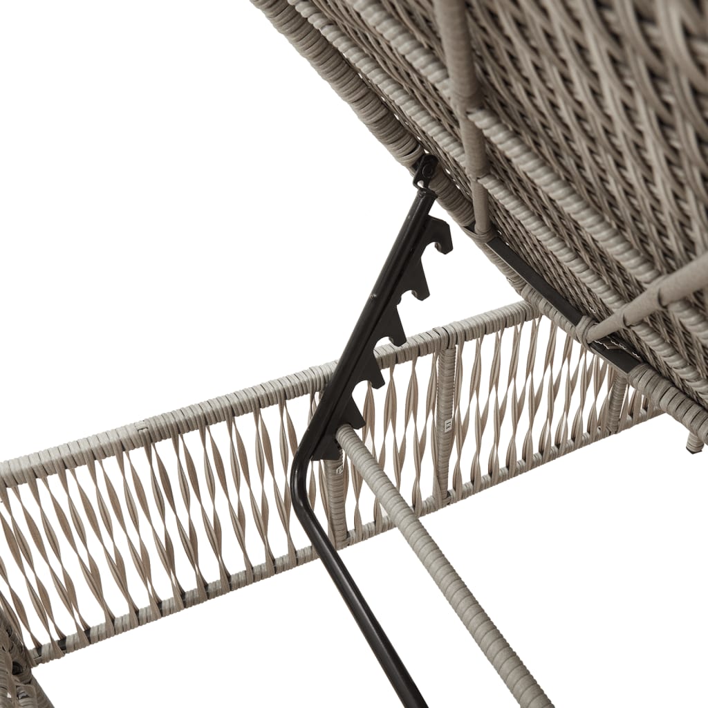 Sun loungers with cushions 2 pcs. Light grey poly rattan