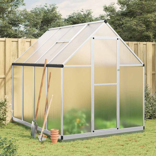 Greenhouse with foundation frame silver 224x169x202cm aluminum