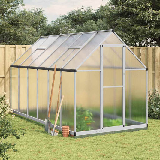 Greenhouse with foundation frame silver 334x169x202cm aluminum