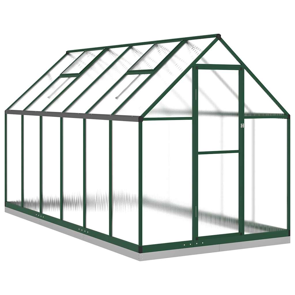 Greenhouse with foundation frame green 334x169x202 cm aluminum