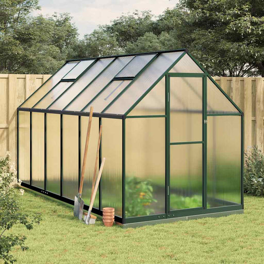 Greenhouse with foundation frame green 334x169x202 cm aluminum