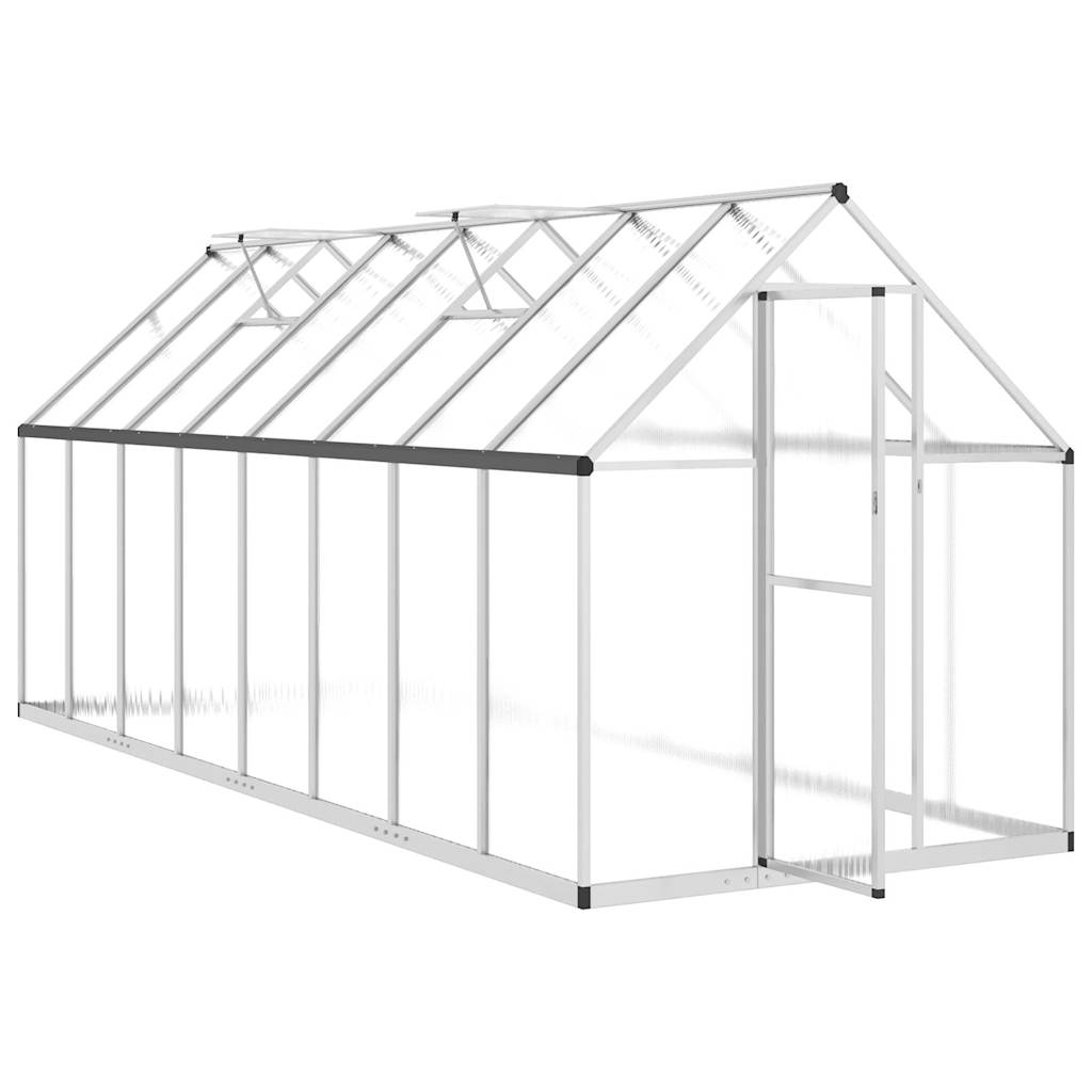 Greenhouse with foundation frame silver 445x169x195cm aluminum
