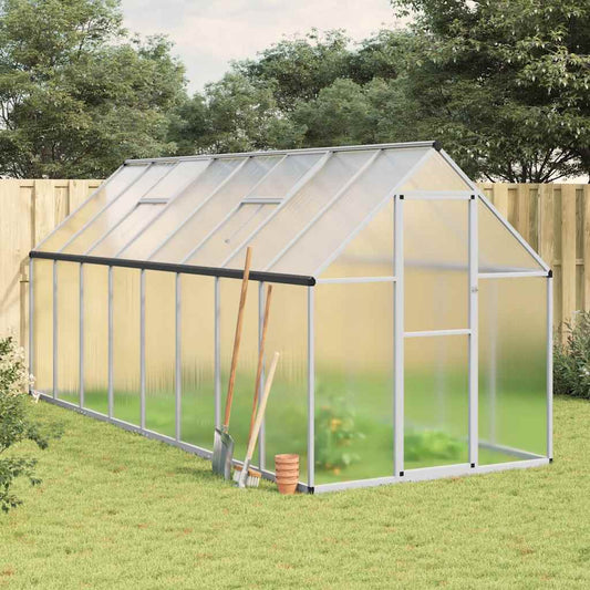 Greenhouse with foundation frame silver 445x169x195cm aluminum
