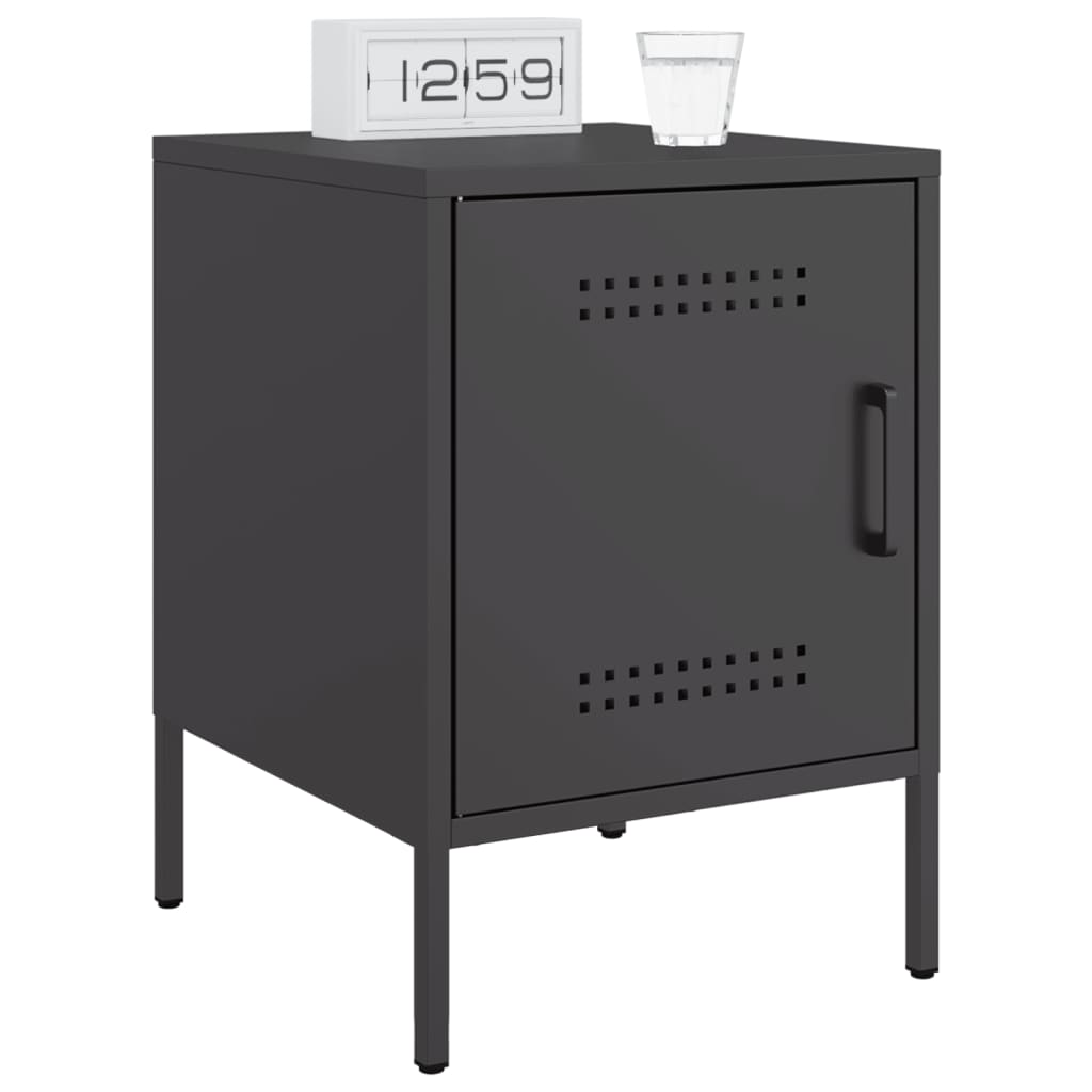 Bedside Table Black 36x39x50.5 cm Steel