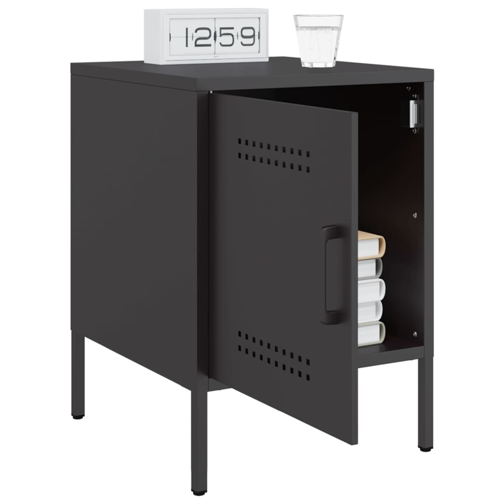 Bedside Table Black 36x39x50.5 cm Steel
