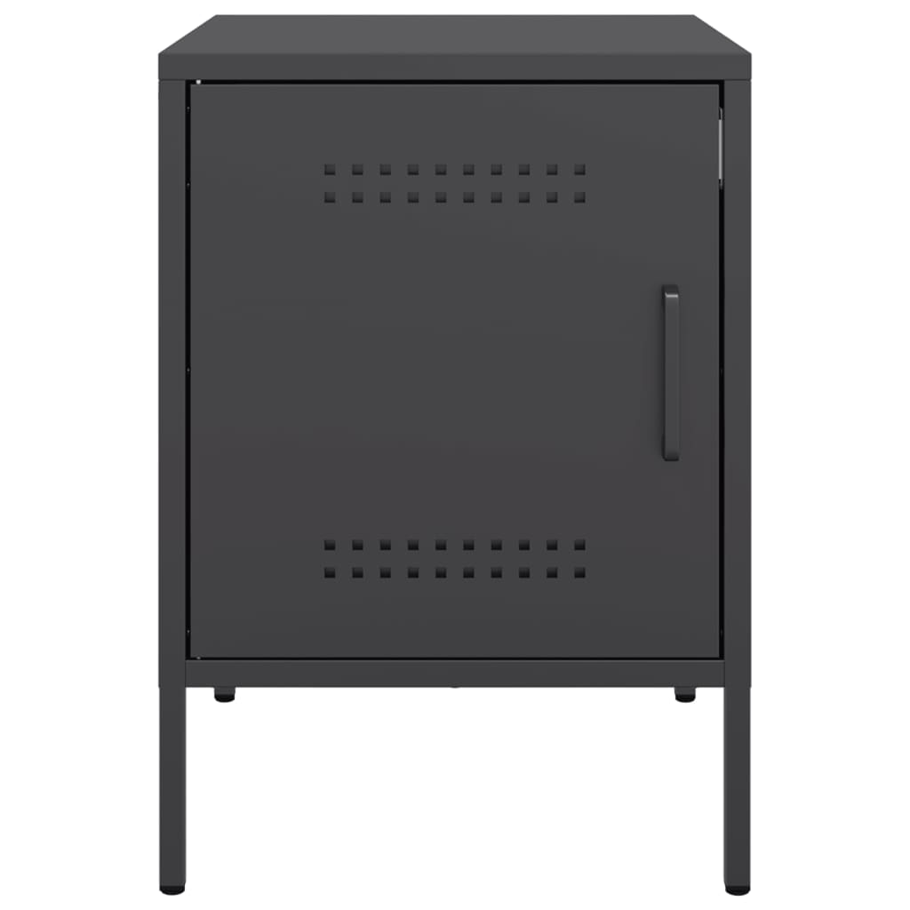 Bedside Table Black 36x39x50.5 cm Steel