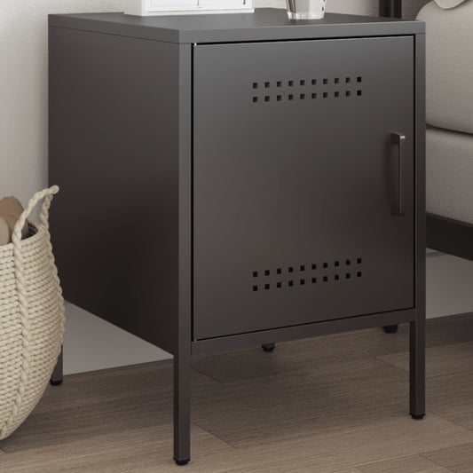 Bedside Table Black 36x39x50.5 cm Steel