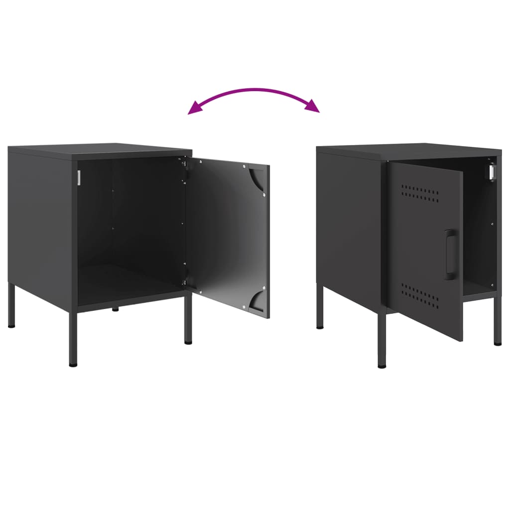 Tables de chevet 2 pcs. Noir 36x39x50,5 cm en acier