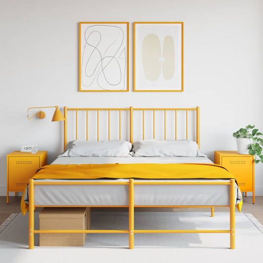 Tables de chevet 2 pcs. Jaune moutarde 36x39x50,5 cm en acier