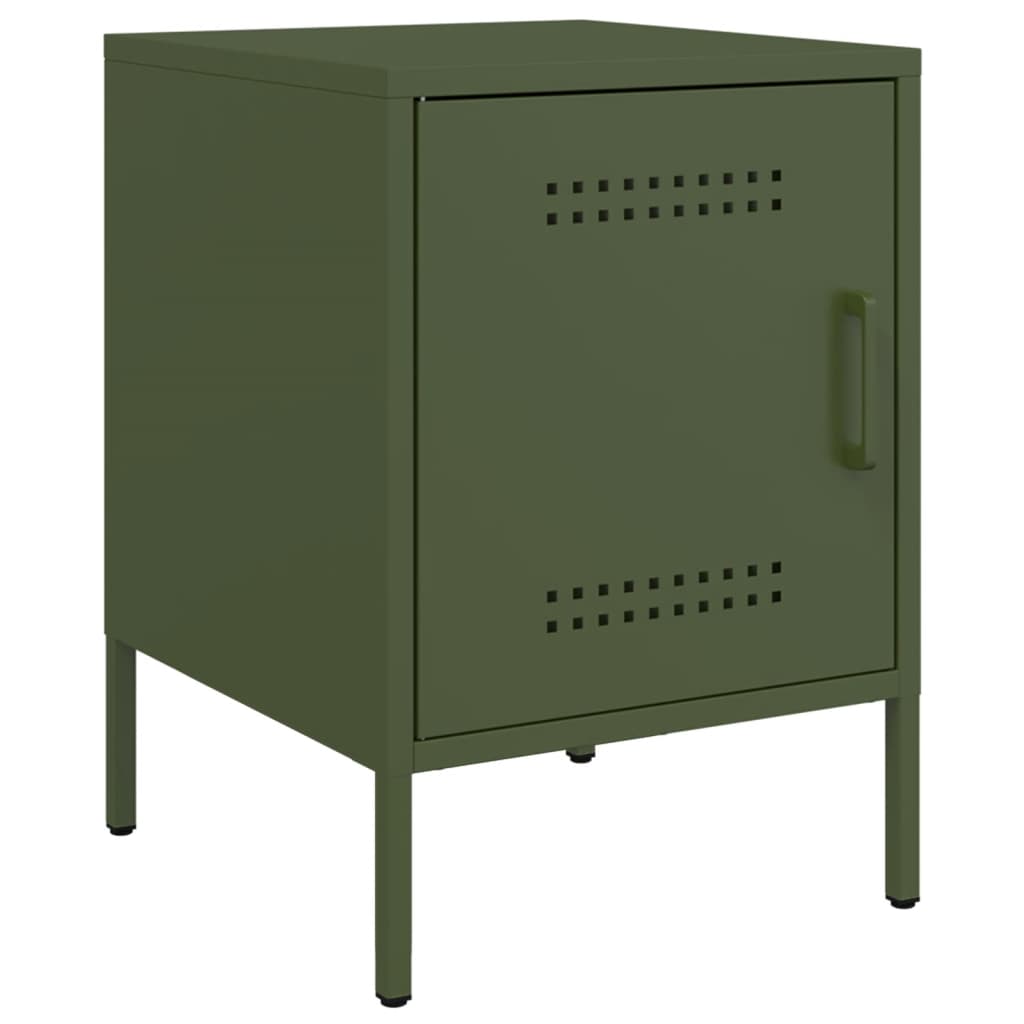 Bedside tables 2 pcs. Olive green 36x39x50.5 cm steel