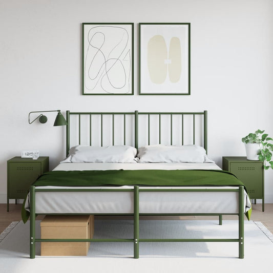Bedside tables 2 pcs. Olive green 36x39x50.5 cm steel