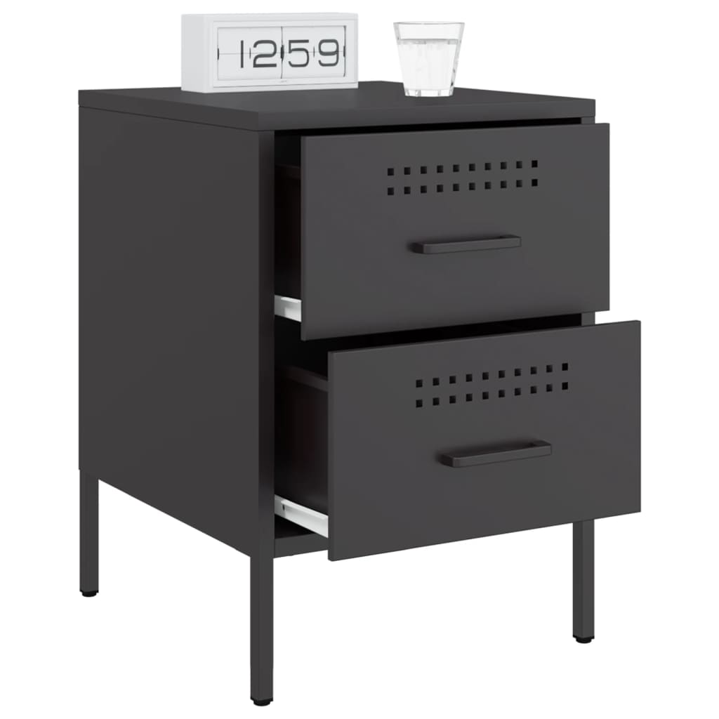 Bedside Table Black 36x39x50.5 cm Steel