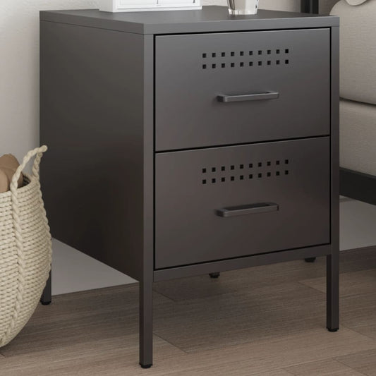 Bedside Table Black 36x39x50.5 cm Steel