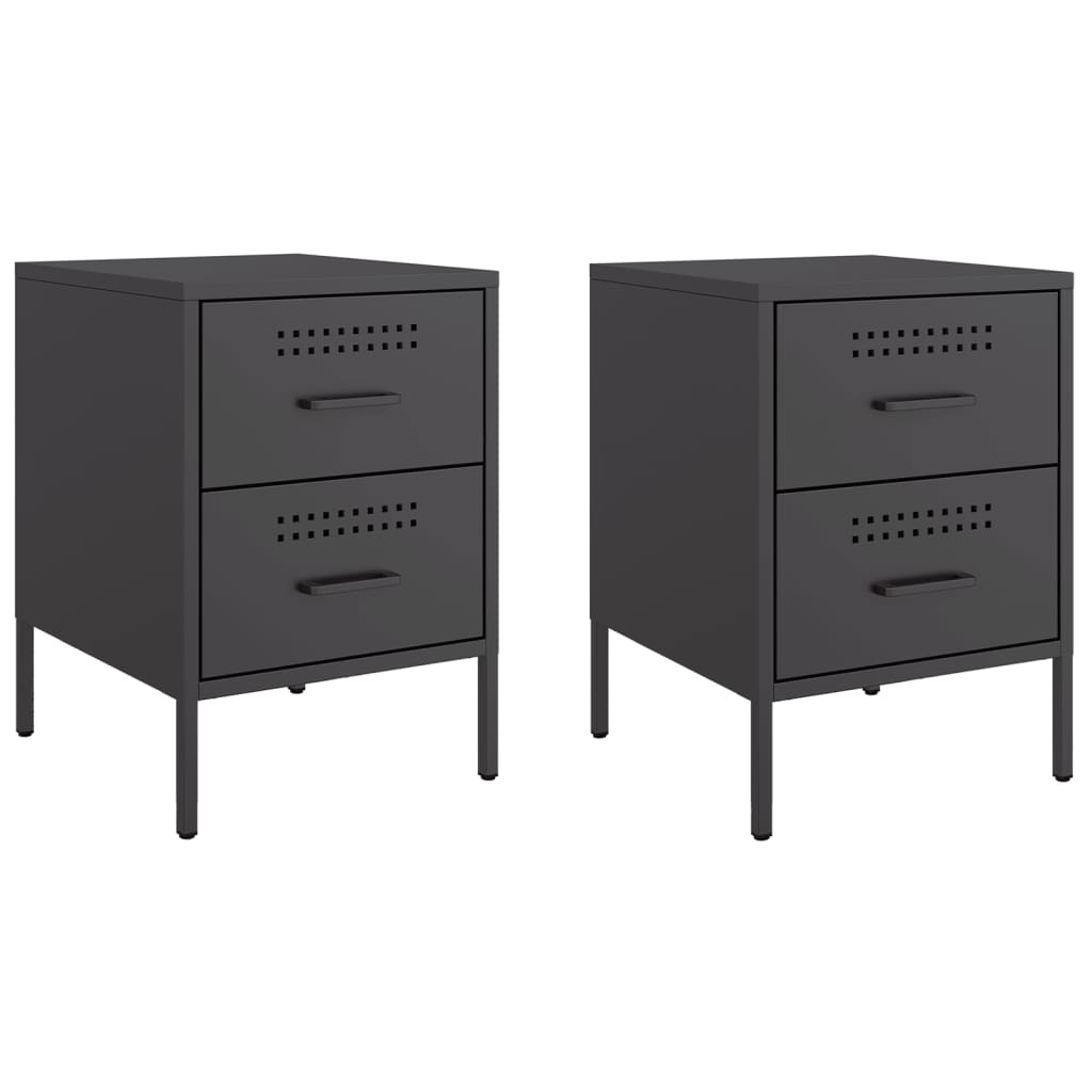 Tables de chevet 2 pcs. Noir 36x39x50,5 cm en acier