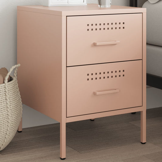 Bedside Table Pink 36x39x50.5 cm Steel