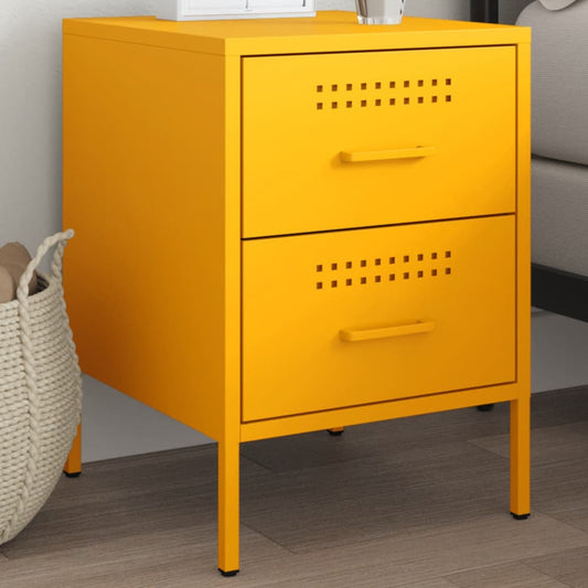 Bedside table mustard yellow 36x39x50.5 cm steel