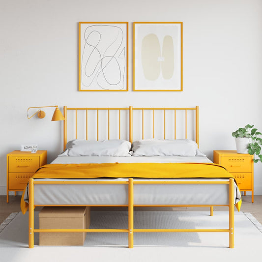 Tables de chevet 2 pcs. Jaune moutarde 36x39x50,5 cm en acier