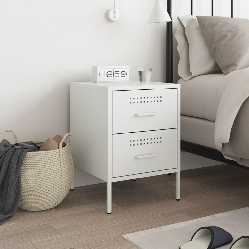 Bedside Table White 36x39x50.5 cm Steel