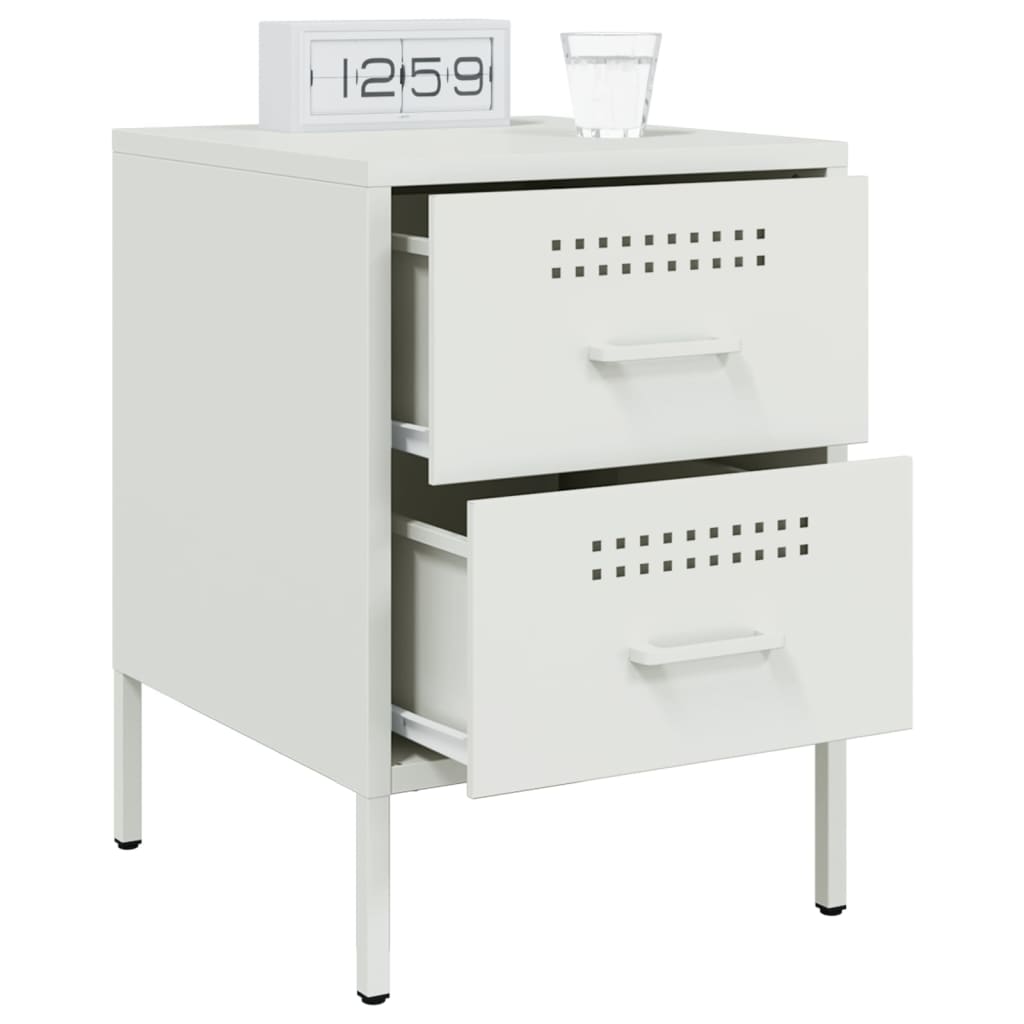 Bedside Table White 36x39x50.5 cm Steel
