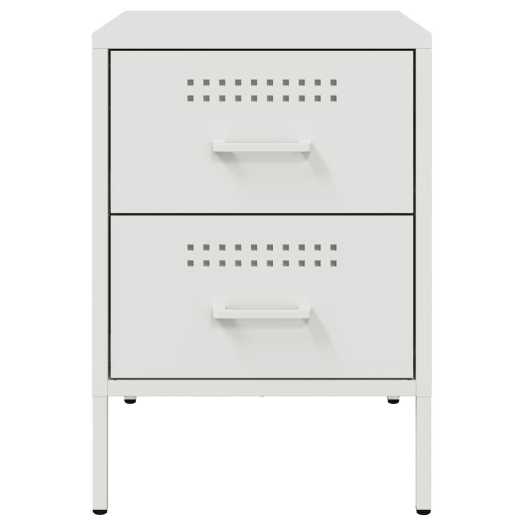 Bedside Table White 36x39x50.5 cm Steel