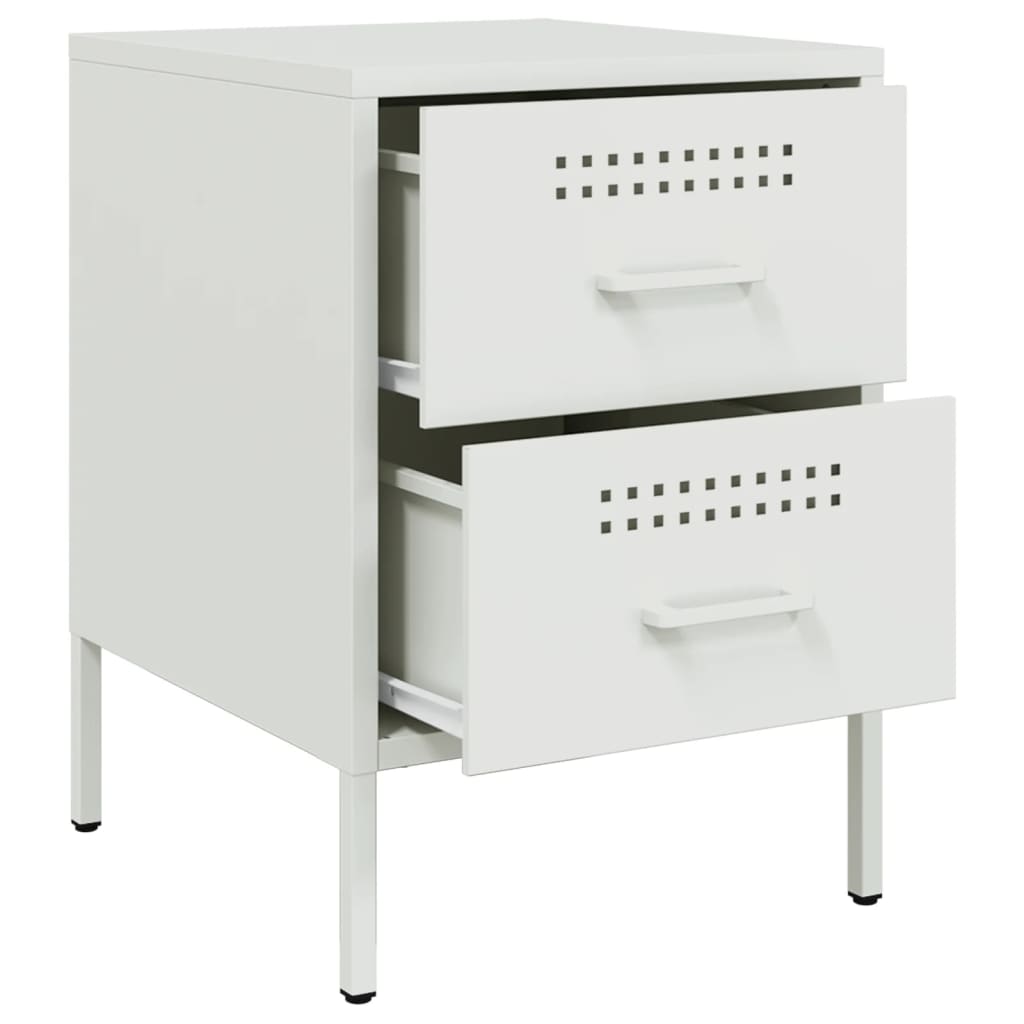Bedside Table White 36x39x50.5 cm Steel