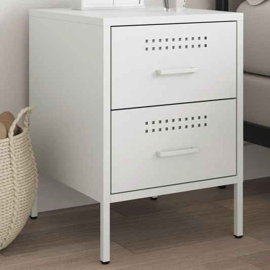 Bedside Table White 36x39x50.5 cm Steel